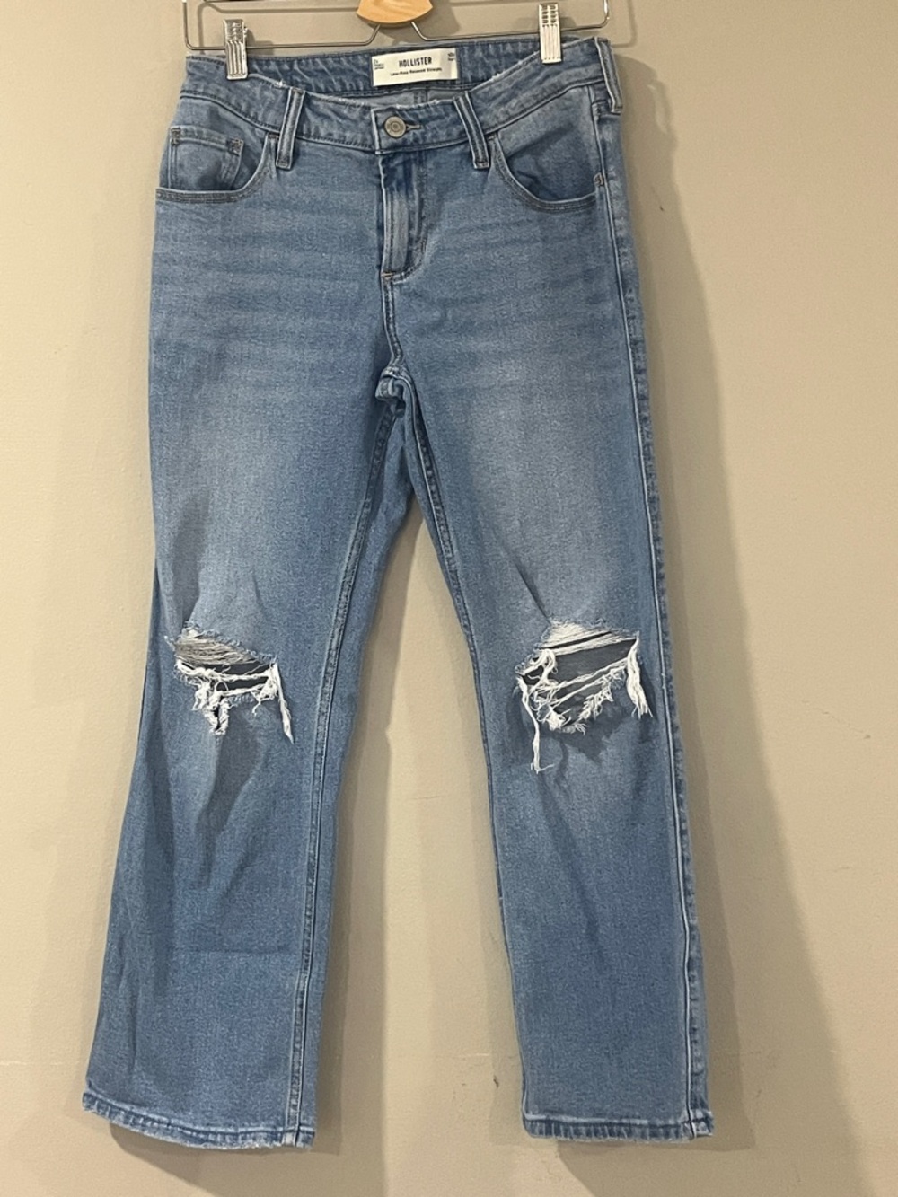 Hollister Medium Wash Straight-Leg Ripped Jeans